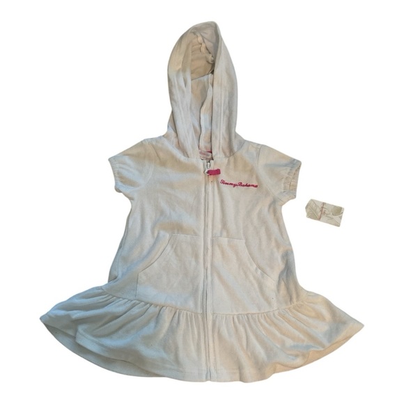 Tommy Bahama Other - Tommy Bahama White Hooded swimsuit cover-up with Pink Embroidery 12 months